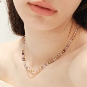 Sanswood natural stone pearl purple layered necklace